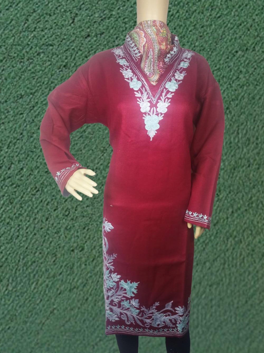 Woollen Long Kurties | Coller V-Neck | XXL - ZANSKAR ARTS