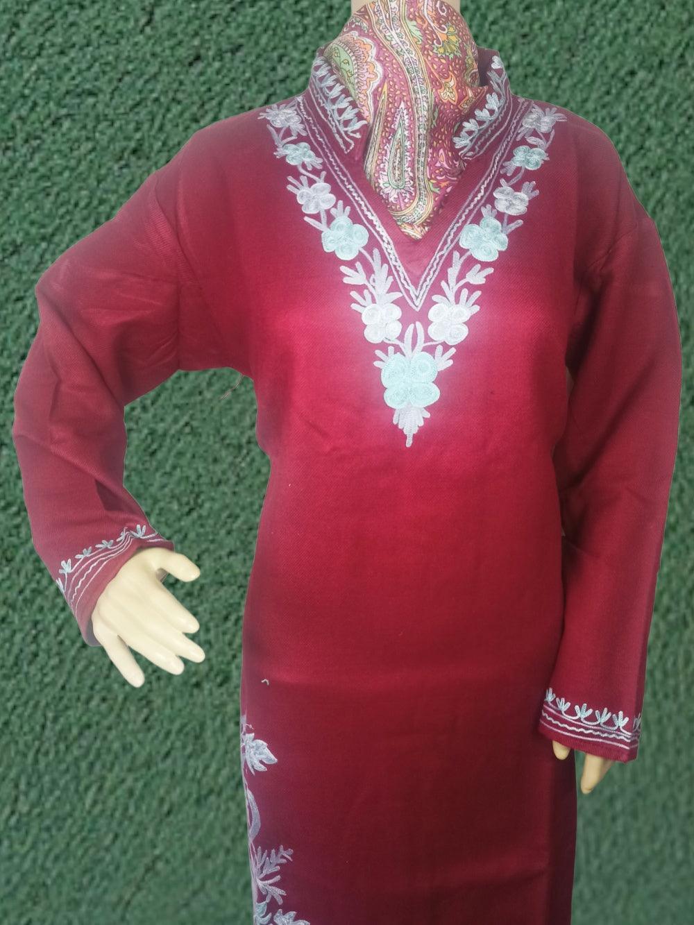 Woollen Long Kurties | Coller V-Neck | XXL - ZANSKAR ARTS