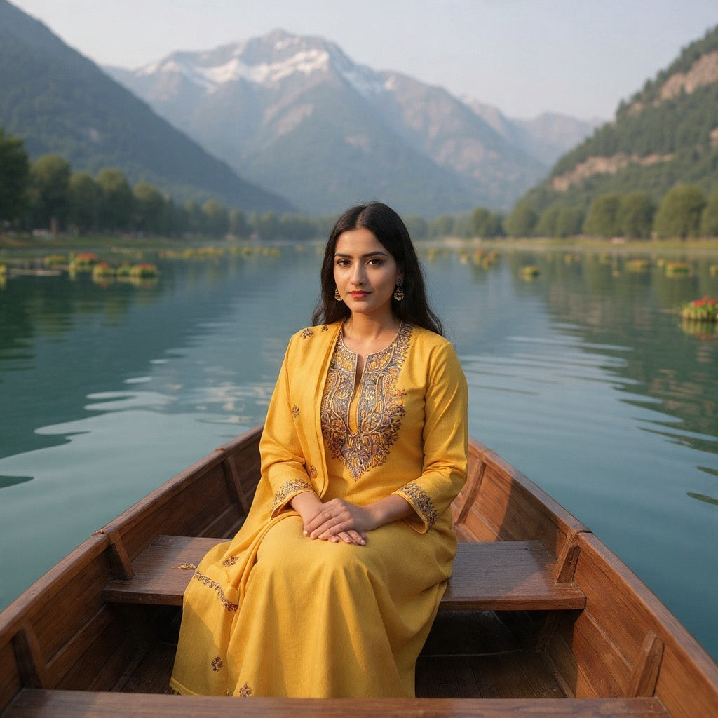 Kashmiri Sozni Work Suit | Woollen Suit | Unstitched Suit