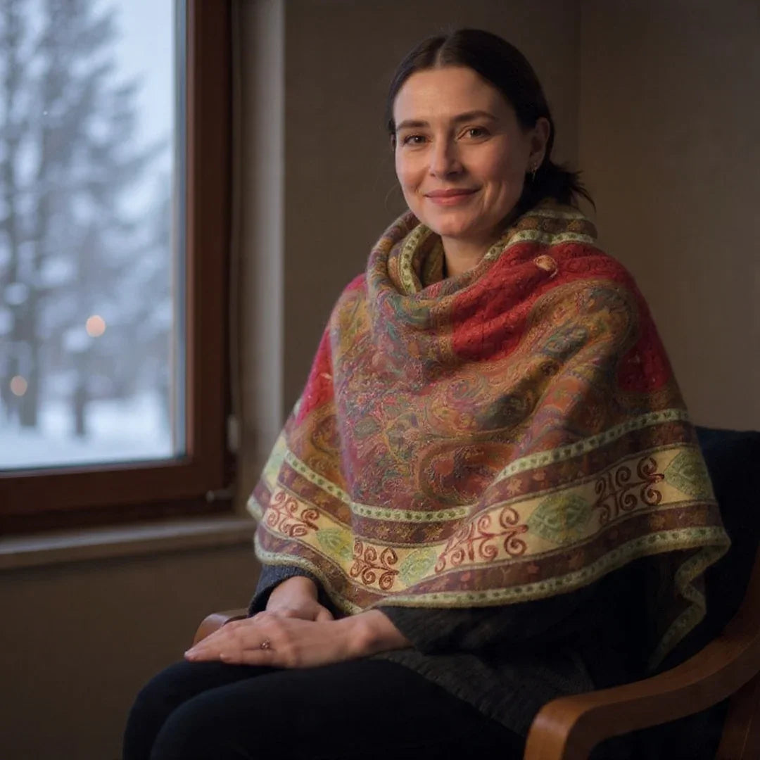 Kashmiri Wool Shawl | Multi-Colour | Handwork