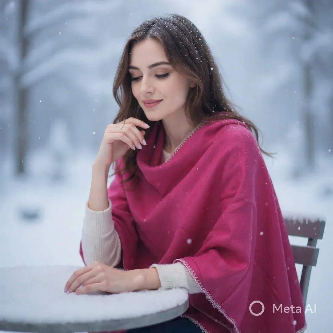 Sonzi Tilla Border Shawl | Fine wool | Maroon