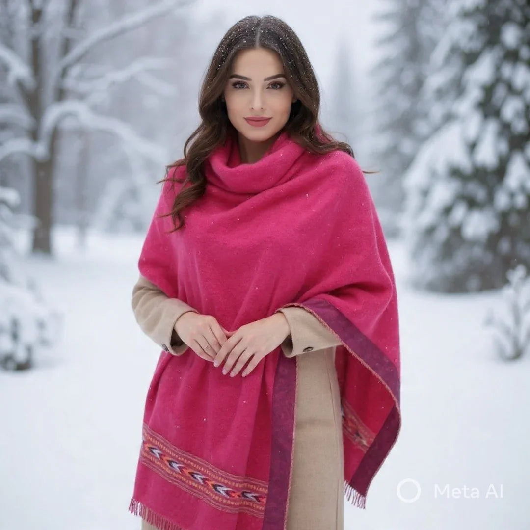 Yak Wool Shawl | Maroon Colour | Handwoven