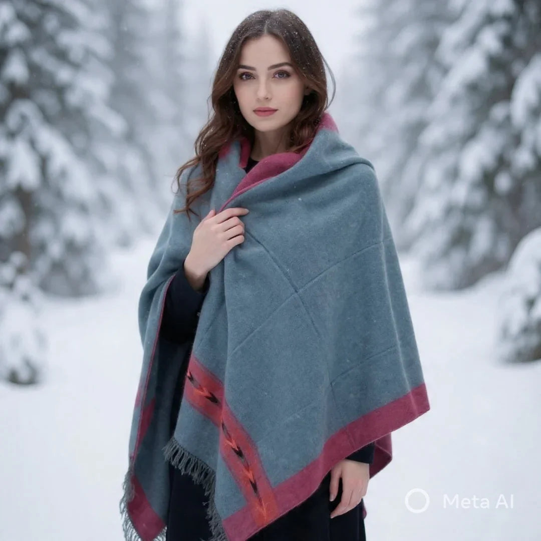 Yak Wool Shawl Dark Silver Grey Colour | Handwoven