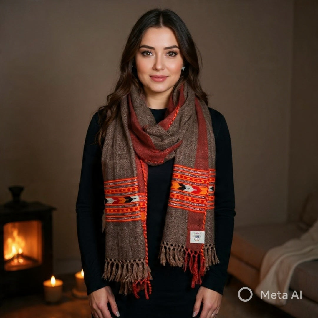 Yak Wool Stoles | Chocolate Brown colour | Handwoven