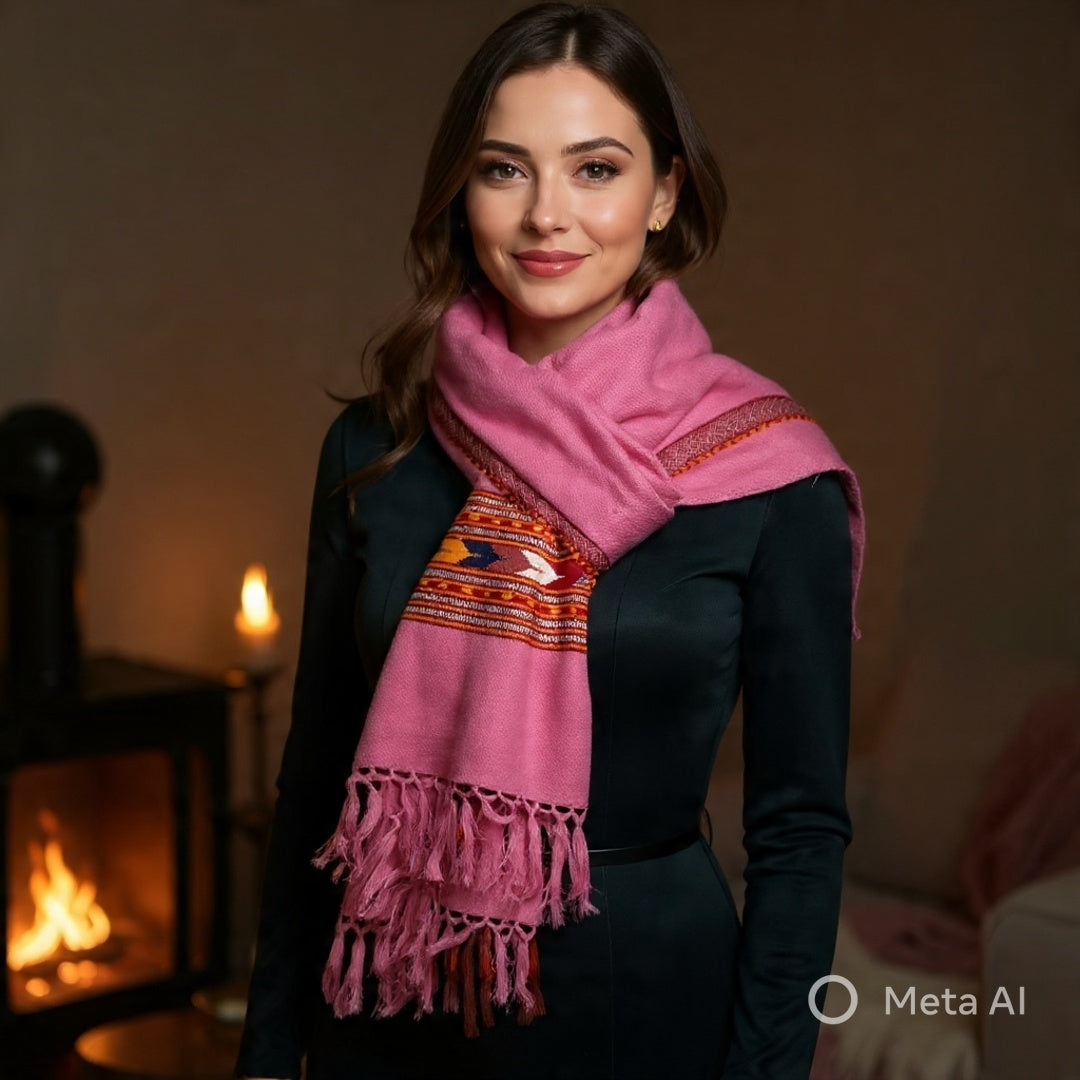 Yak Wool Stoles | Pink Colour | Handwoven