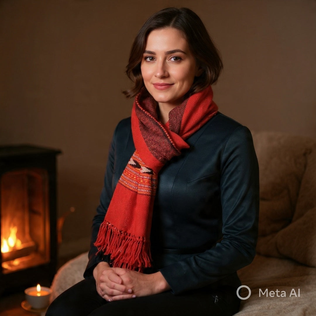 Yak Wool Stoles | Red Colour | Handwoven