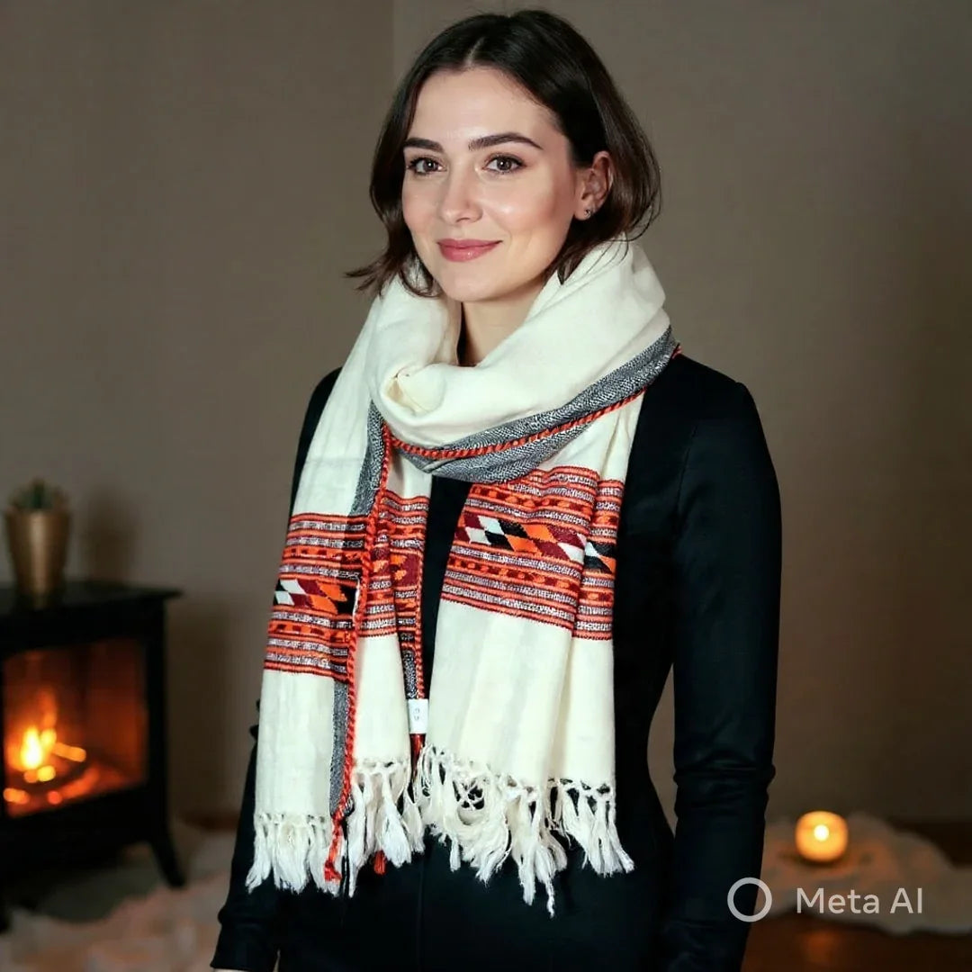 Yak Wool Stoles | White colour | Handwoven