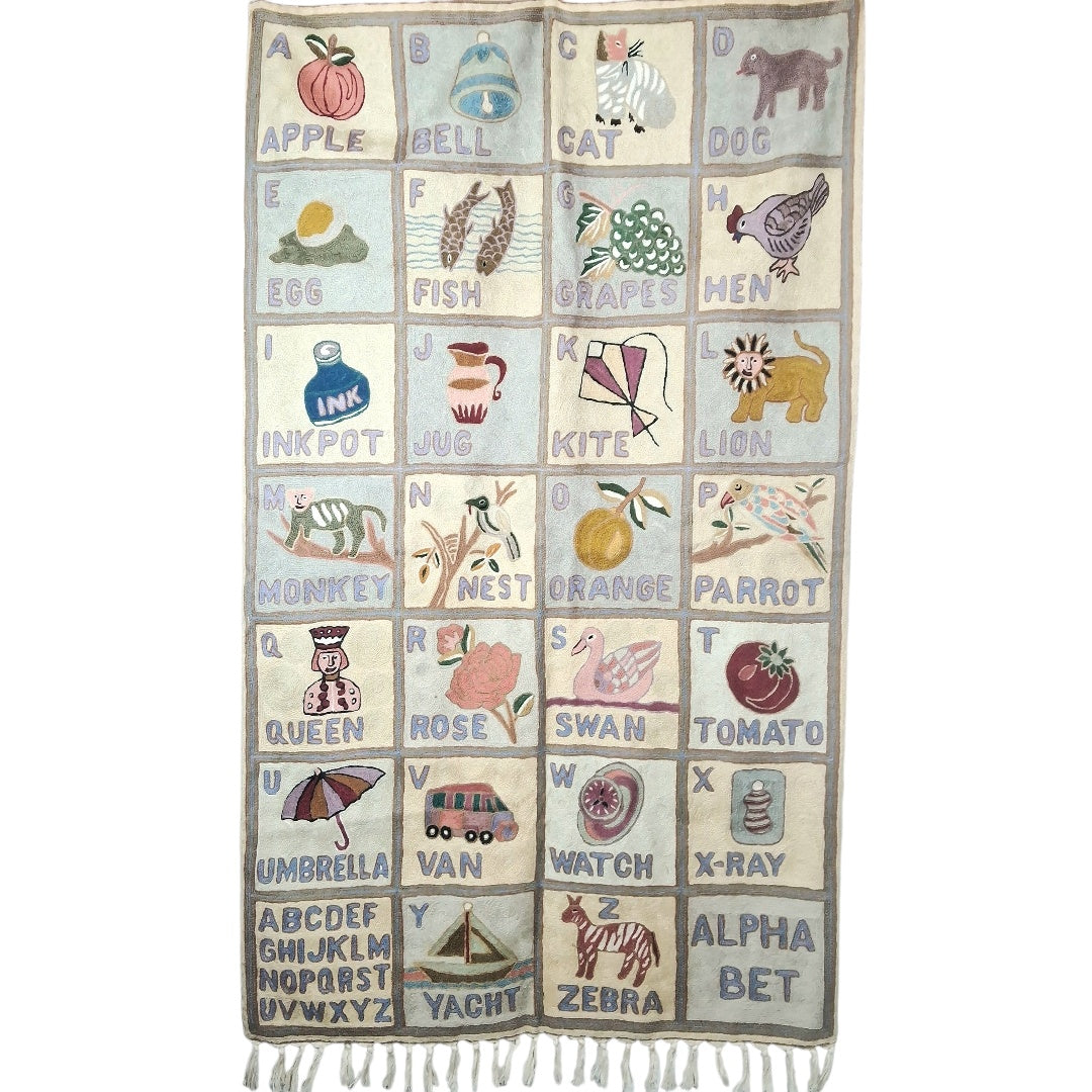 Alphabet ABC Wall Hanging | Kashmiri Hand Chain Stitch | 3ft/5ft