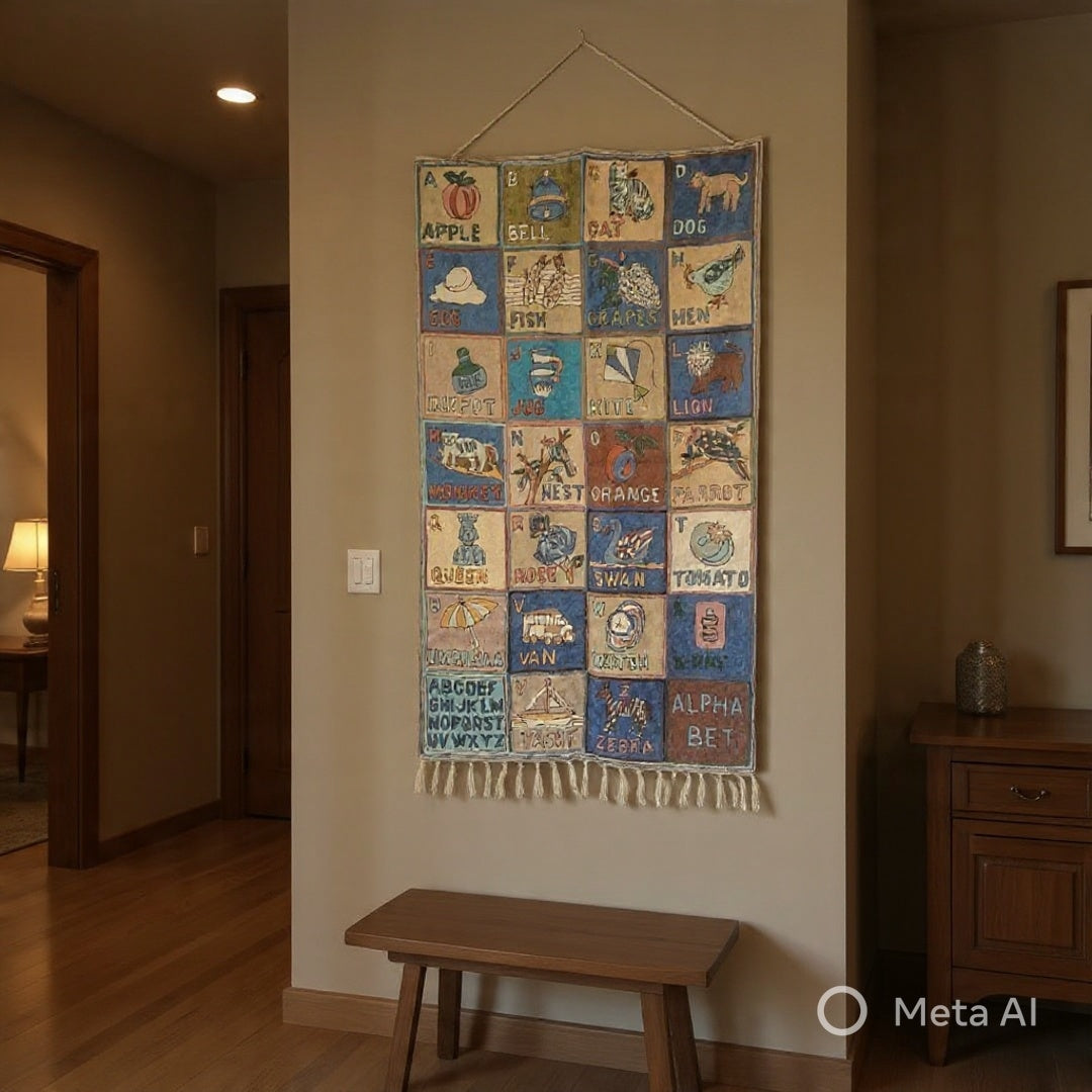 Alphabet ABC Wall Hanging | Kashmiri Hand Chain Stitch | 3ft/5ft