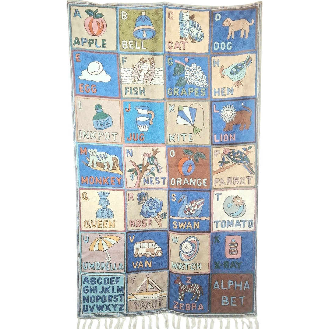 Alphabet ABC Wall Hanging | Kashmiri Hand Chain Stitch | 3ft/5ft