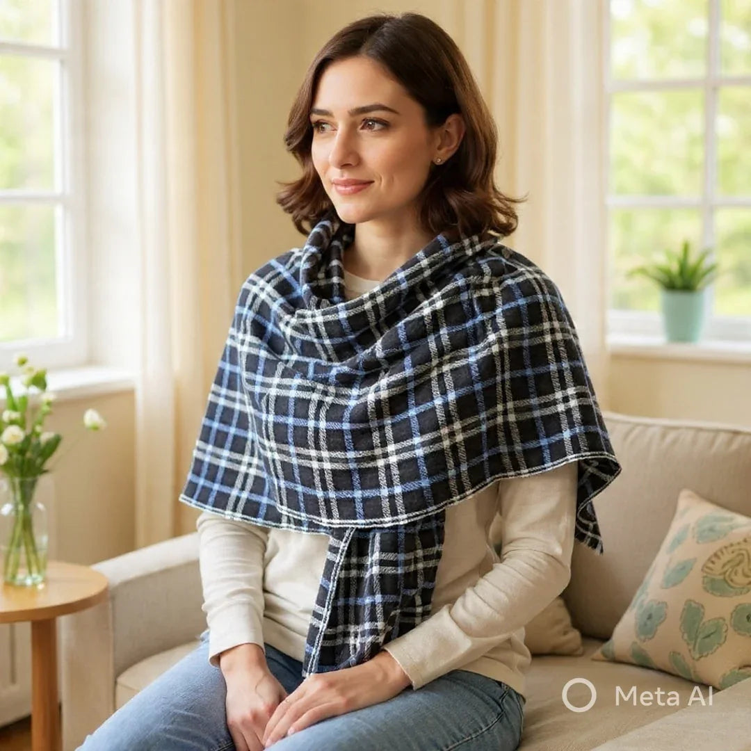 Ladies Semi Pashmina Stoles | Neck Scarf | Reversible