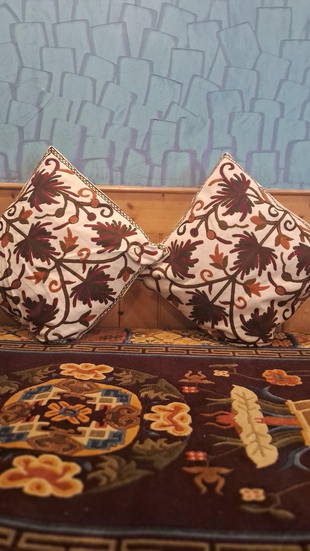 Crewel Cushion Cover | 6 Piece Set | Handmade - ZANSKAR ARTS