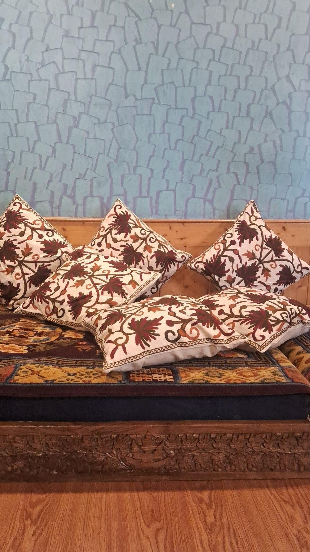 Crewel Cushion Cover | 6 Piece Set | Handmade - ZANSKAR ARTS