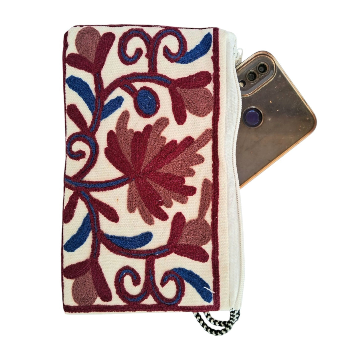 Hand Pouch | Crewel clutch |  Kashmiri Crewel Embrodery