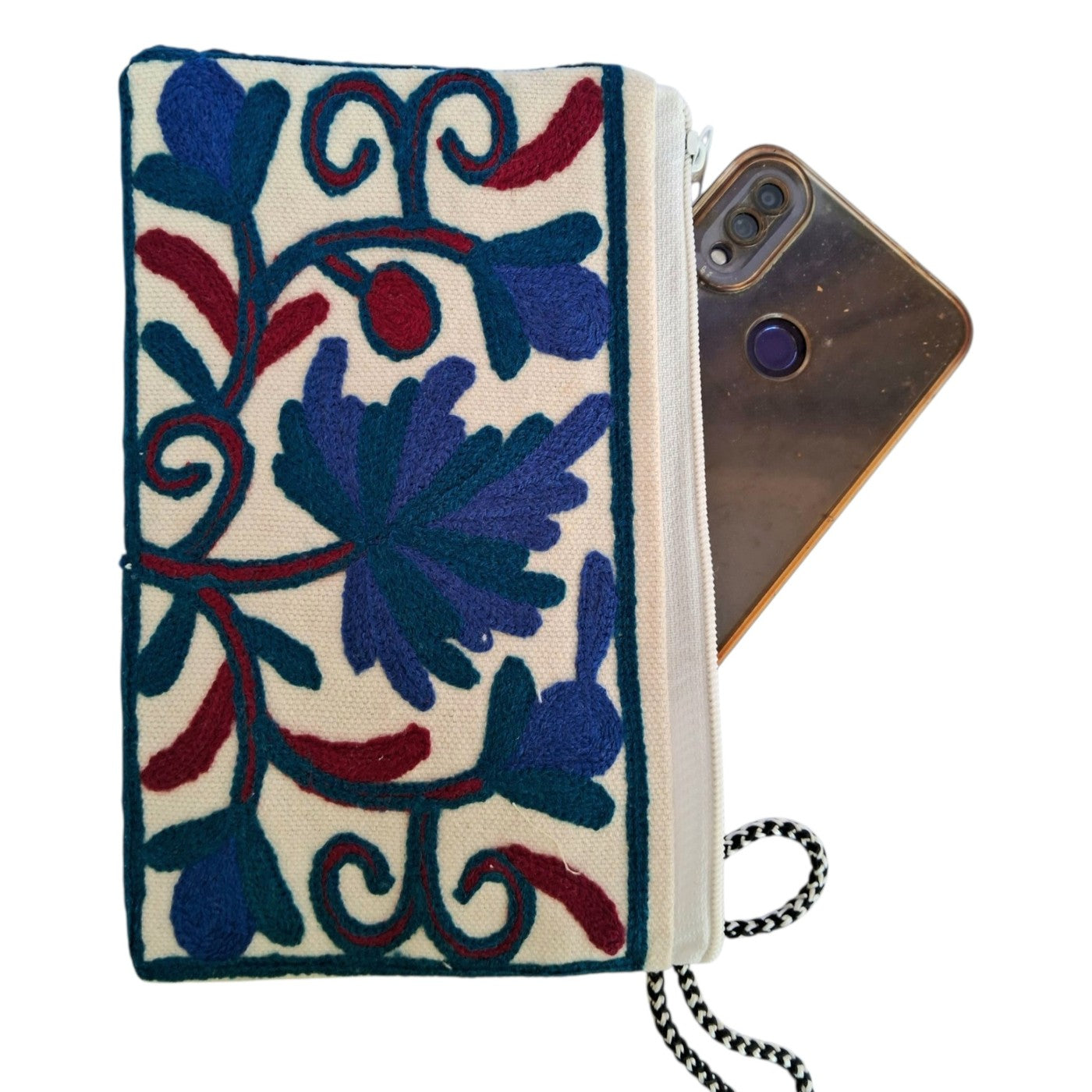 Hand Pouch | Crewel clutch |  Kashmiri Crewel Embrodery