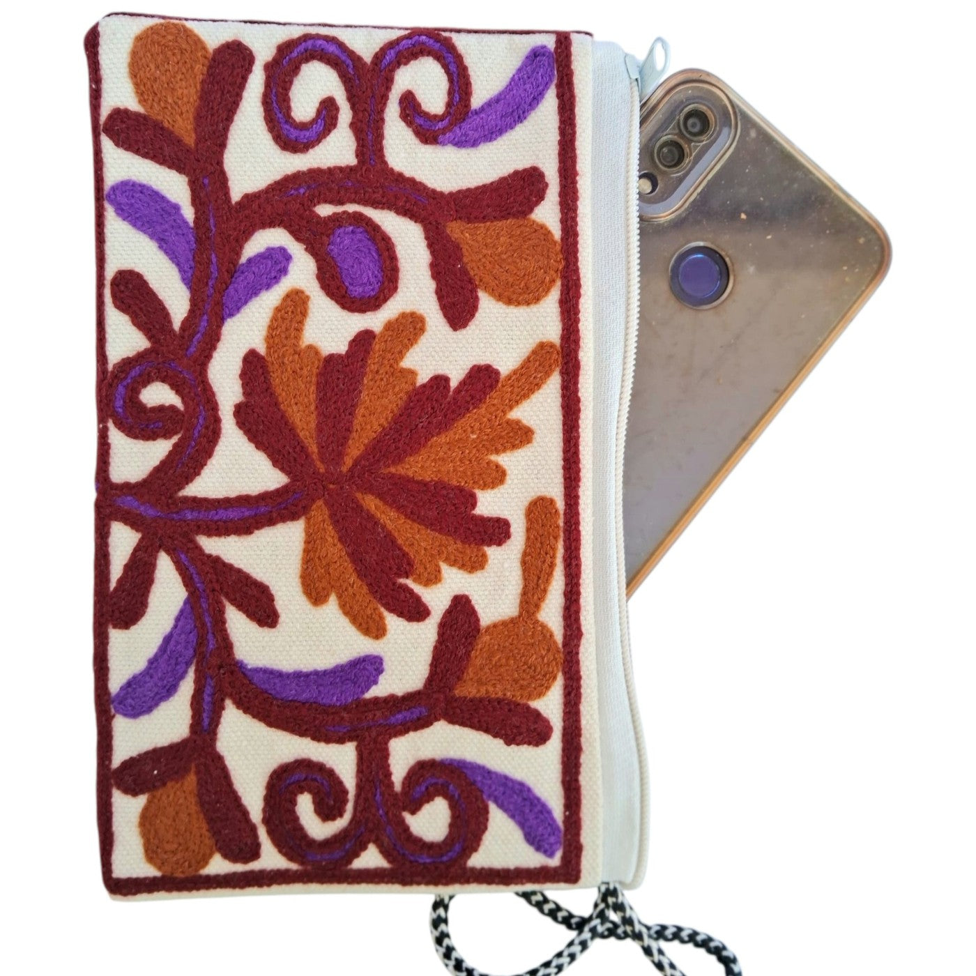 Hand Pouch | Crewel clutch |  Kashmiri Crewel Embrodery
