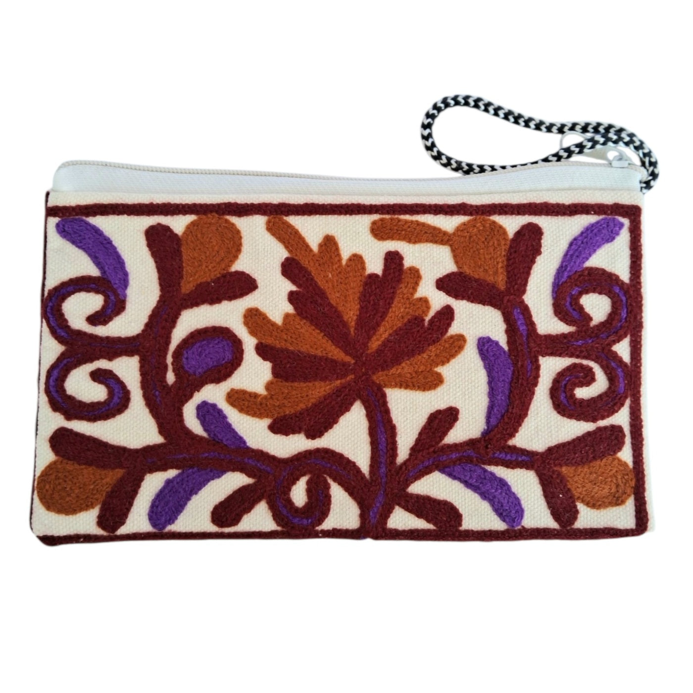 Hand Pouch | Crewel clutch |  Kashmiri Crewel Embrodery