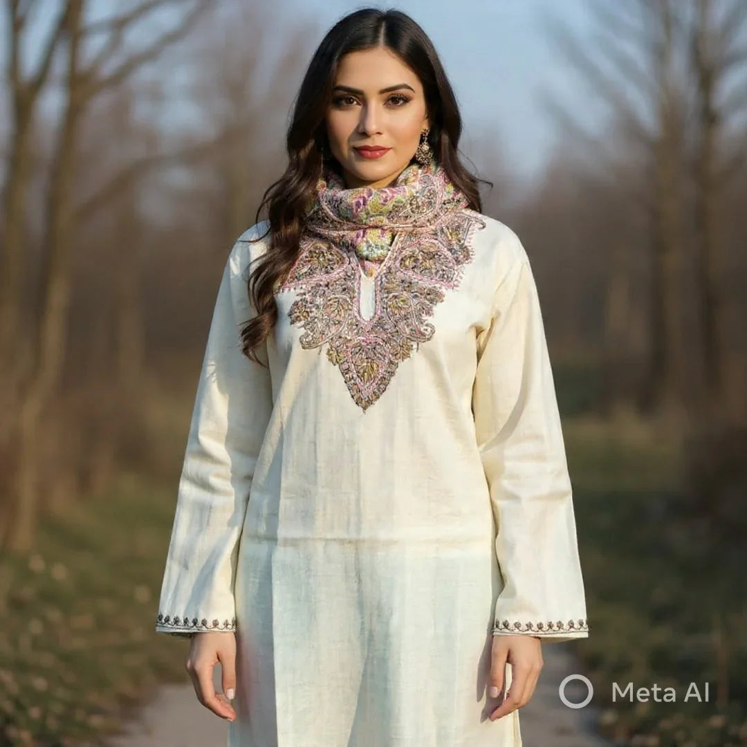 Women Cashmilon Kurties | Needle Work Kurties | Kashmiri Culture