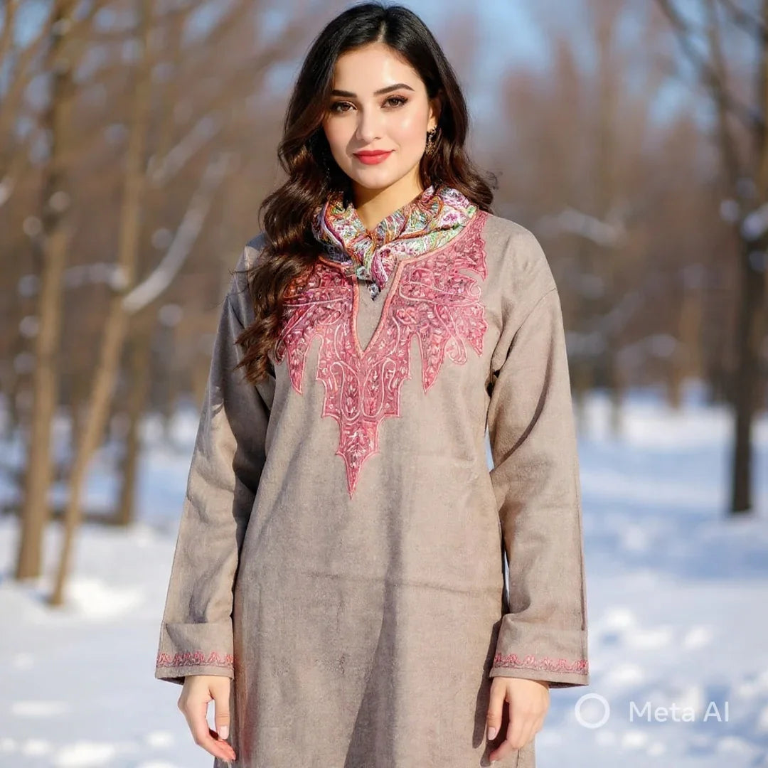 Women Cashmilon Kurties | Needle Work Kurties | Kashmiri Culture