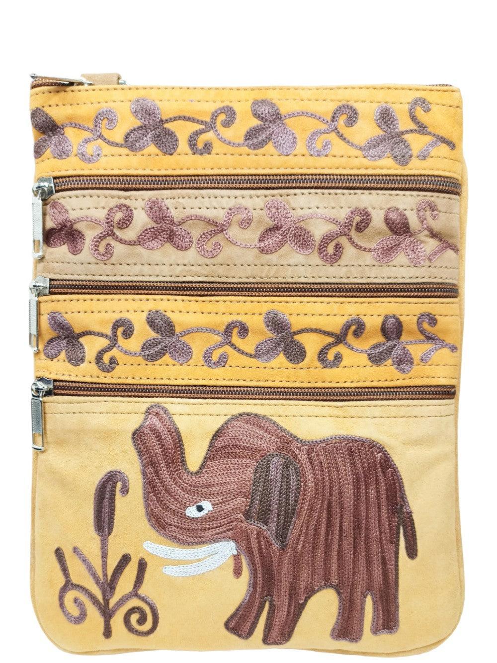 Suede Leather Sling Bag | Embroidery 5 Zipper | Sling Bag For Girls - ZANSKAR ARTS