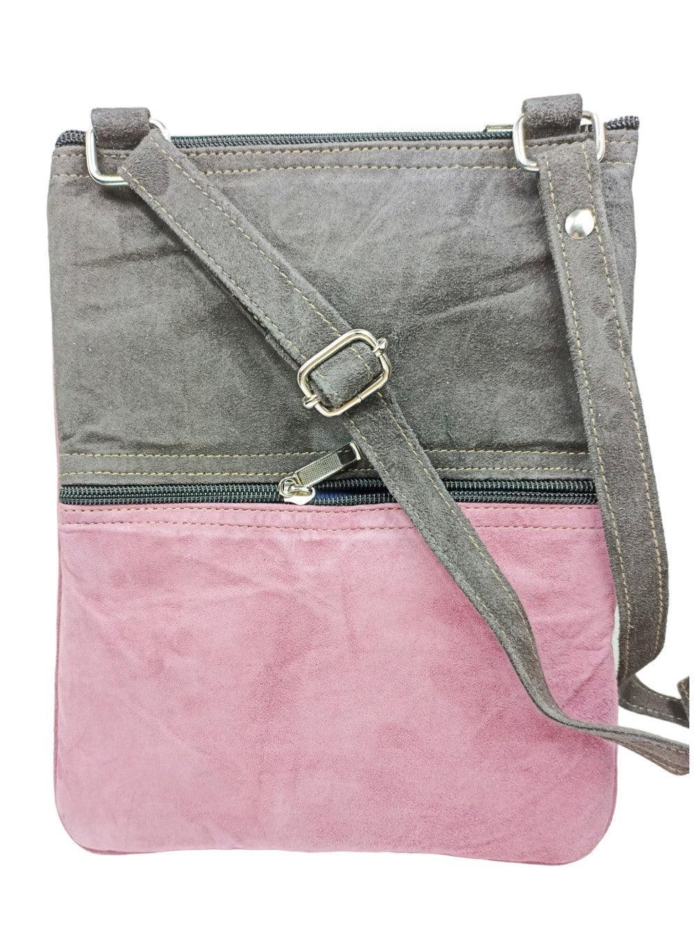 Suede Leather Sling Bag | Embroidery 5 Zipper | Sling Bag For Girls