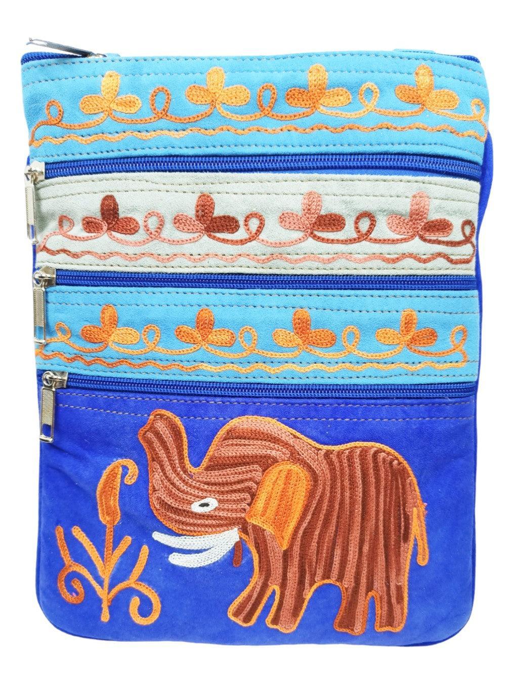 Suede Leather Sling Bag | Embroidery 5 Zipper | Sling Bag For Girls - ZANSKAR ARTS