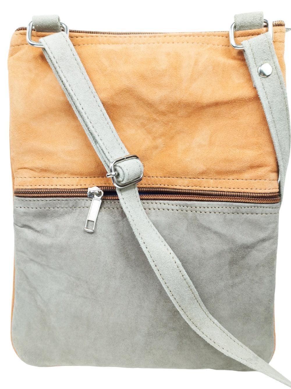 Suede Leather Sling Bag | Embroidery 5 Zipper | Sling Bag For Girls