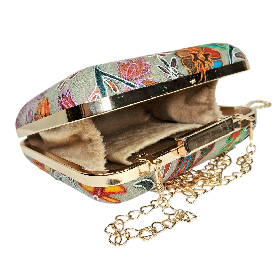 Floral Thread Charm Clutch Bag | Shoulder Chain Strap | Casual Hand Purse