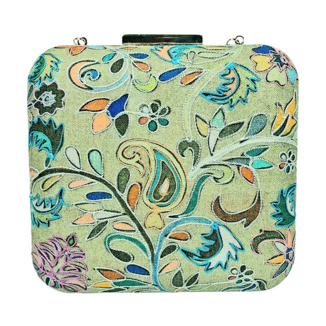 Floral Thread Charm Clutch Bag | Shoulder Chain Strap | Casual Hand Purse