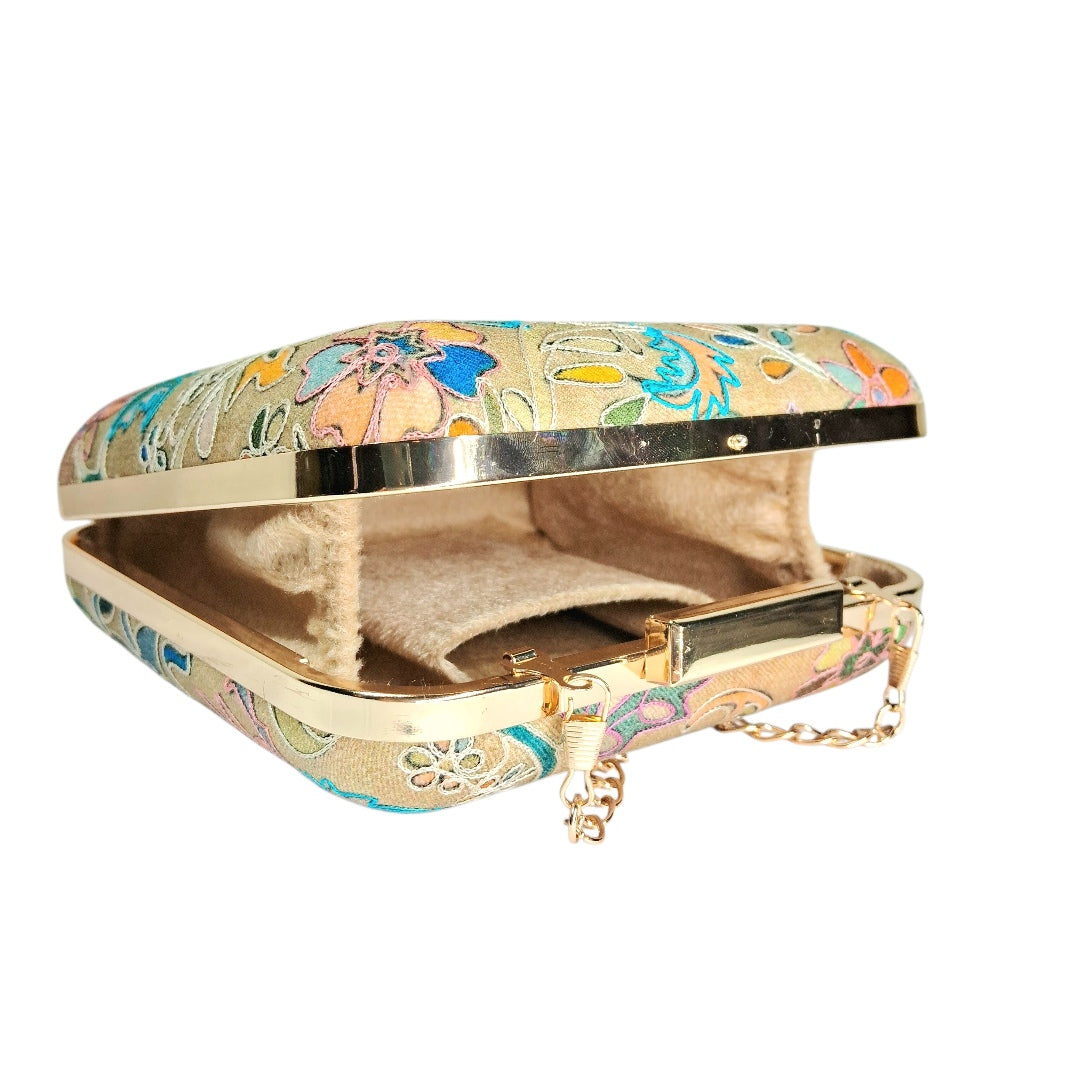 Floral Thread Charm Clutch Bag | Shoulder Chain Strap | Casual Hand Purse