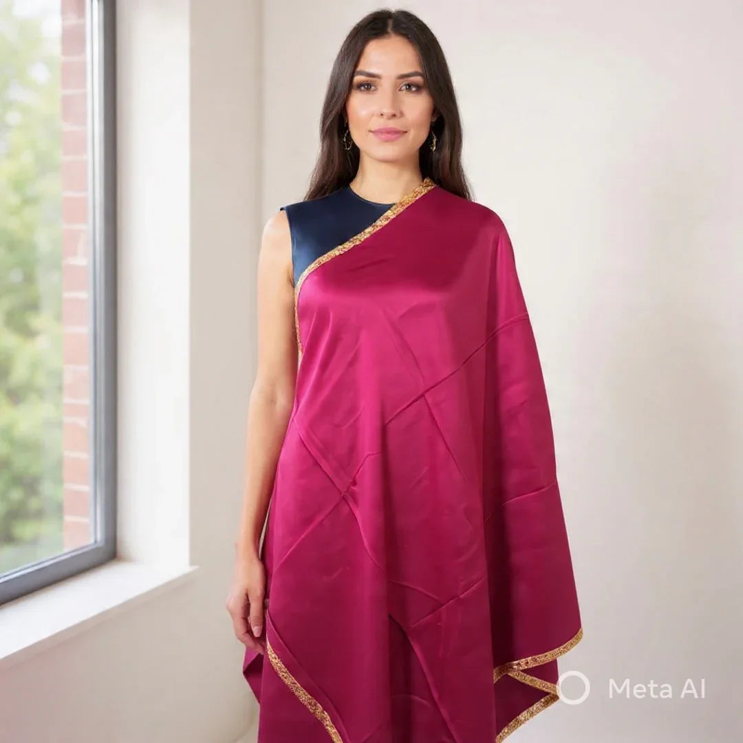 Fine Wool Shawl | Needle Work Shawl | Maroon