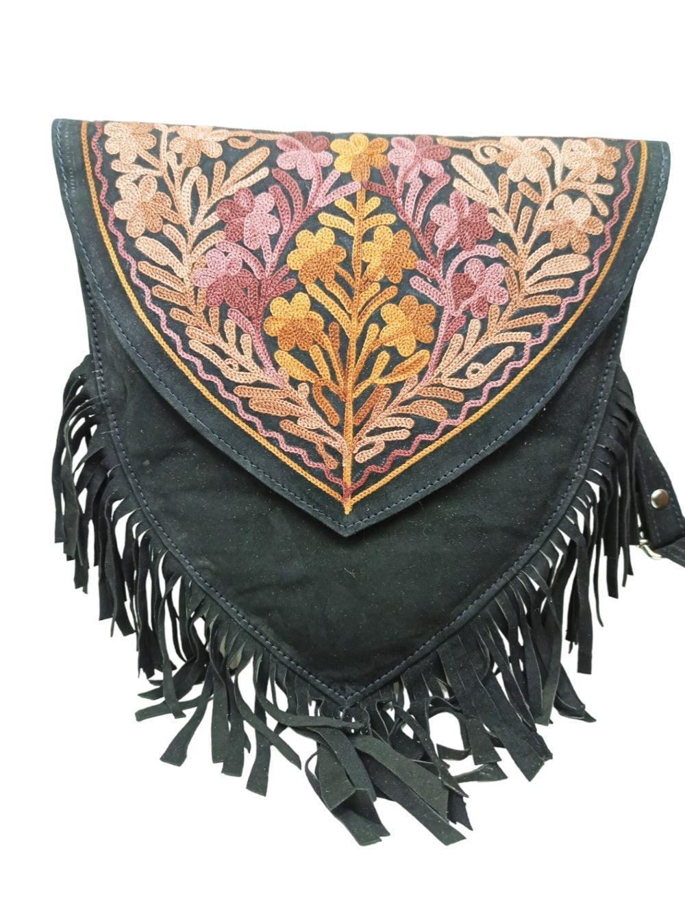 Suede Leather Heart Bag | Embroidery Heart Bag | Sling Bag For Girls - ZANSKAR ARTS