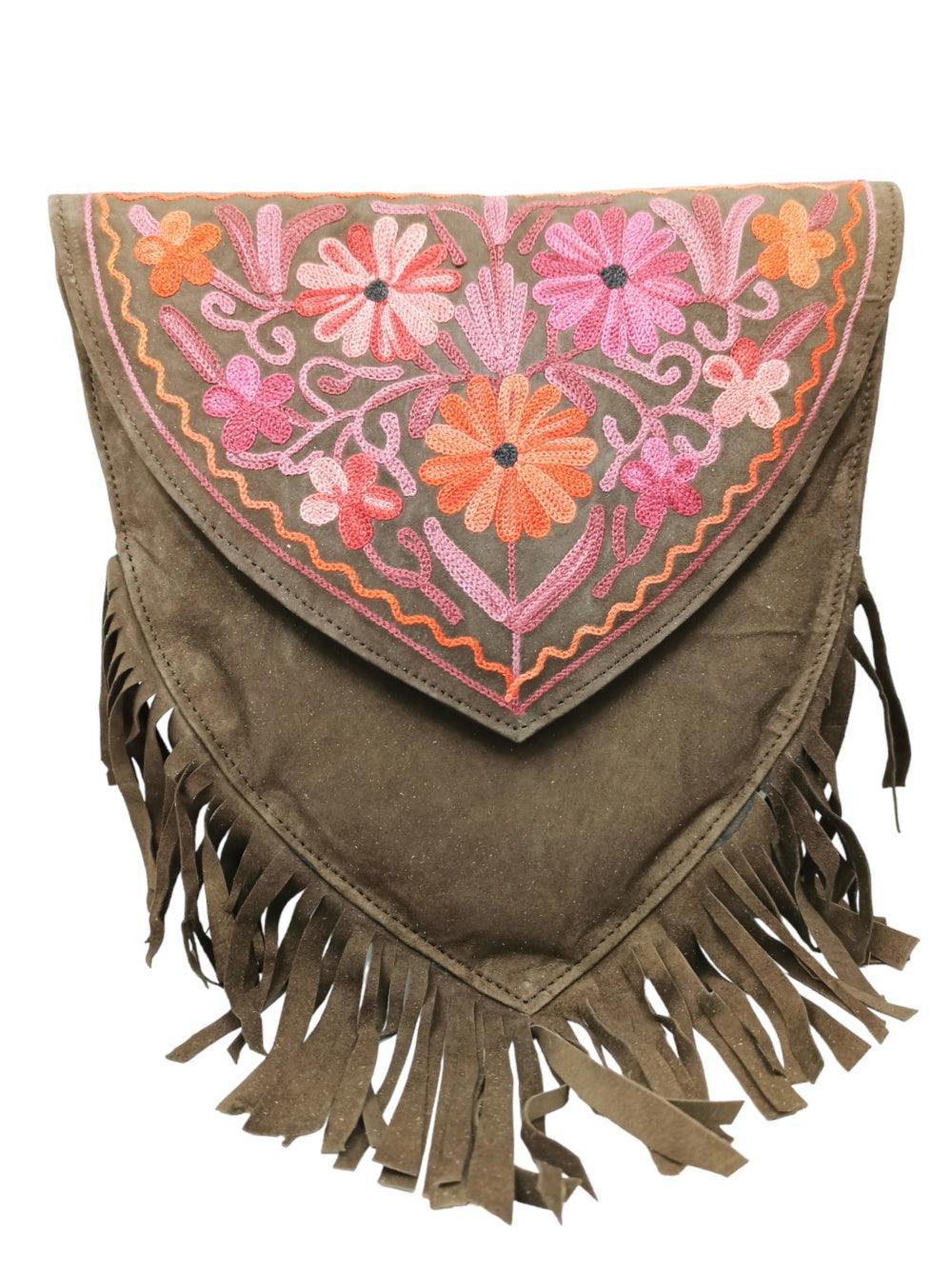 Suede Leather Heart Bag | Embroidery Heart Bag | Sling Bag For Girls - ZANSKAR ARTS