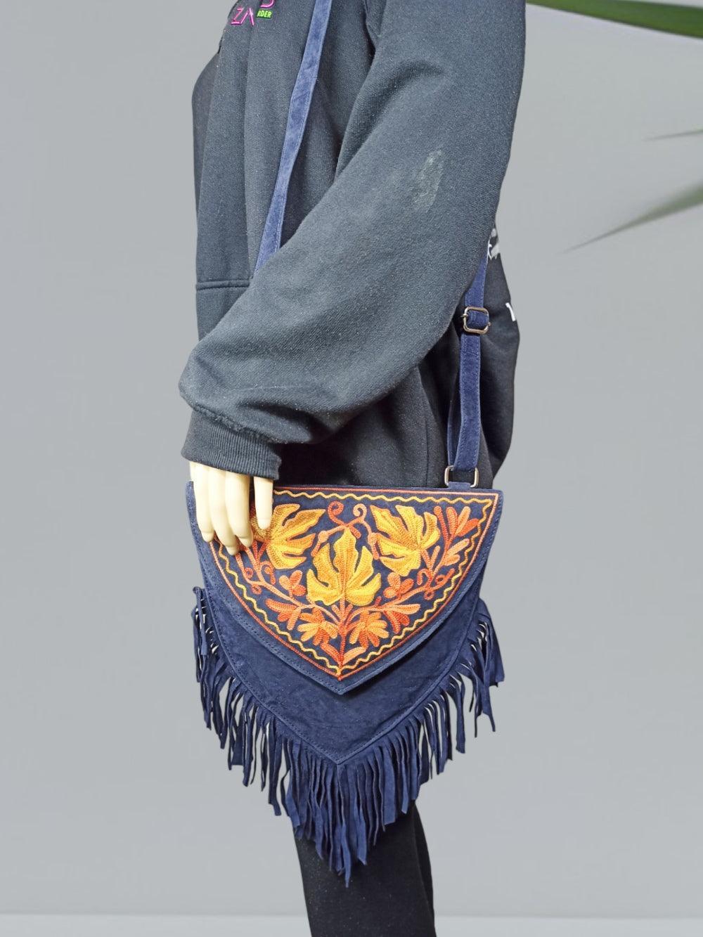 Suede Leather Heart Bag | Embroidery Heart Bag |  Sling Bag For Girls