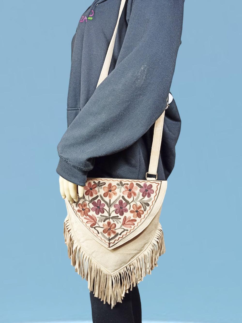 Suede Leather Heart Bag | Embroidery Heart Bag |  Sling Bag For Girls