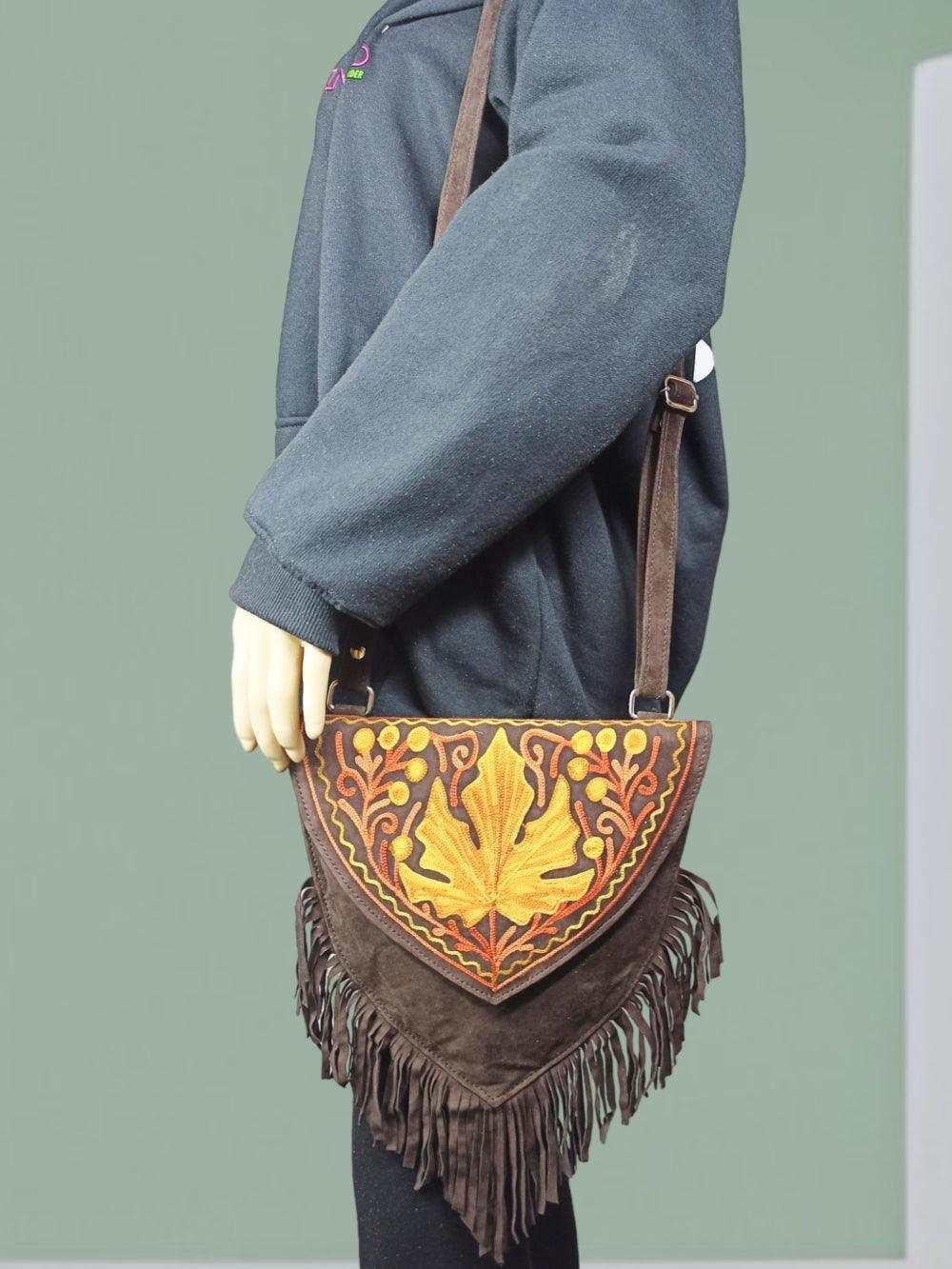 Suede Leather Heart Bag | Embroidery Heart Bag |  Sling Bag For Girls
