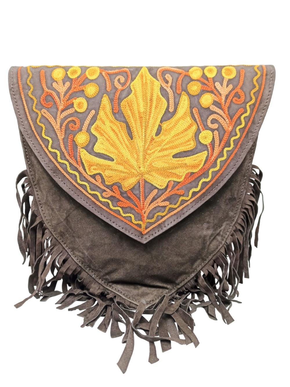 Suede Leather Heart Bag | Embroidery Heart Bag | Sling Bag For Girls - ZANSKAR ARTS