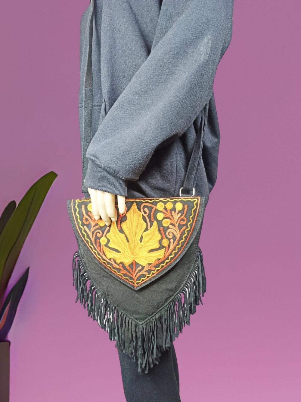 Suede Leather Heart Bag | Embroidery Heart Bag | Sling Bag For Girls