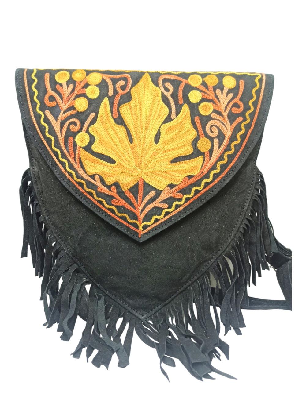 Suede Leather Heart Bag | Embroidery Heart Bag | Sling Bag For Girls - ZANSKAR ARTS