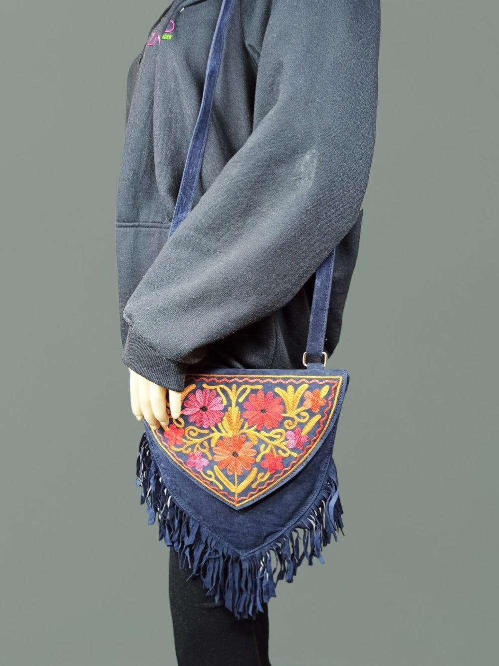 Suede Leather Heart Bag | Embroidery Heart Bag | Sling Bag For Girls - ZANSKAR ARTS