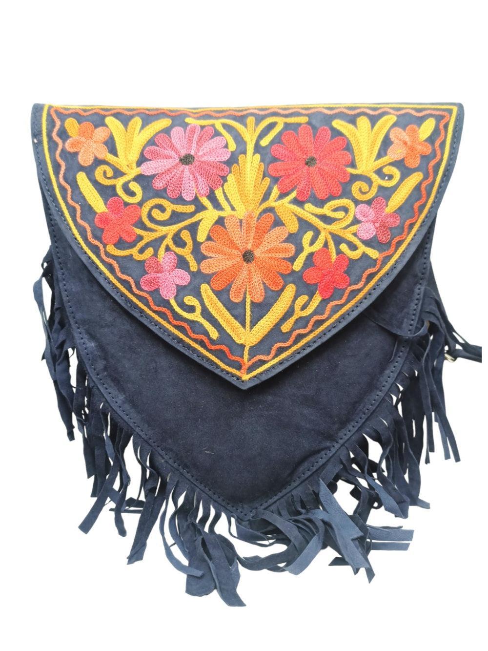 Suede Leather Heart Bag | Embroidery Heart Bag | Sling Bag For Girls - ZANSKAR ARTS