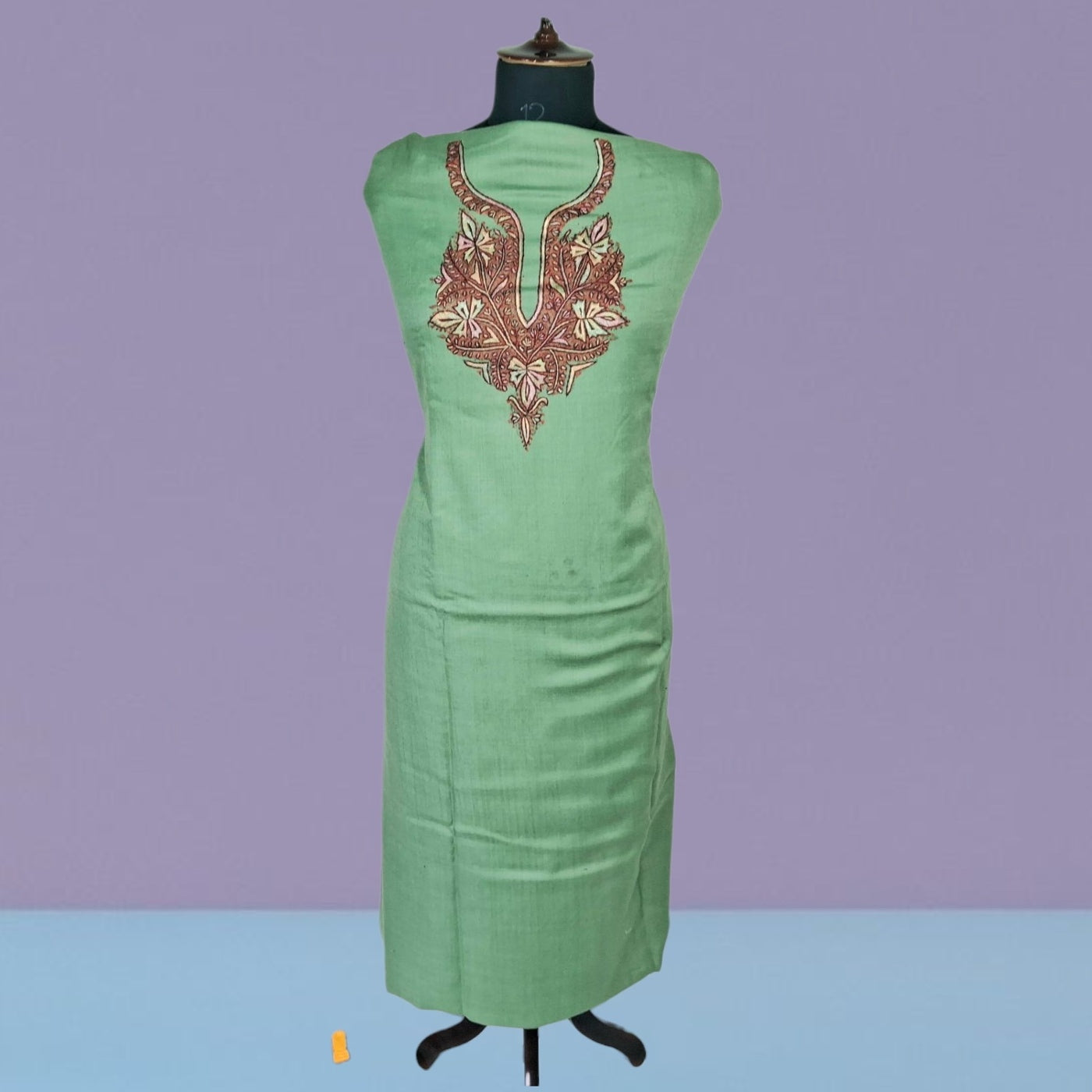 Kashmiri Sozni Work Suit | Woollen Suit | Unstitched Suit