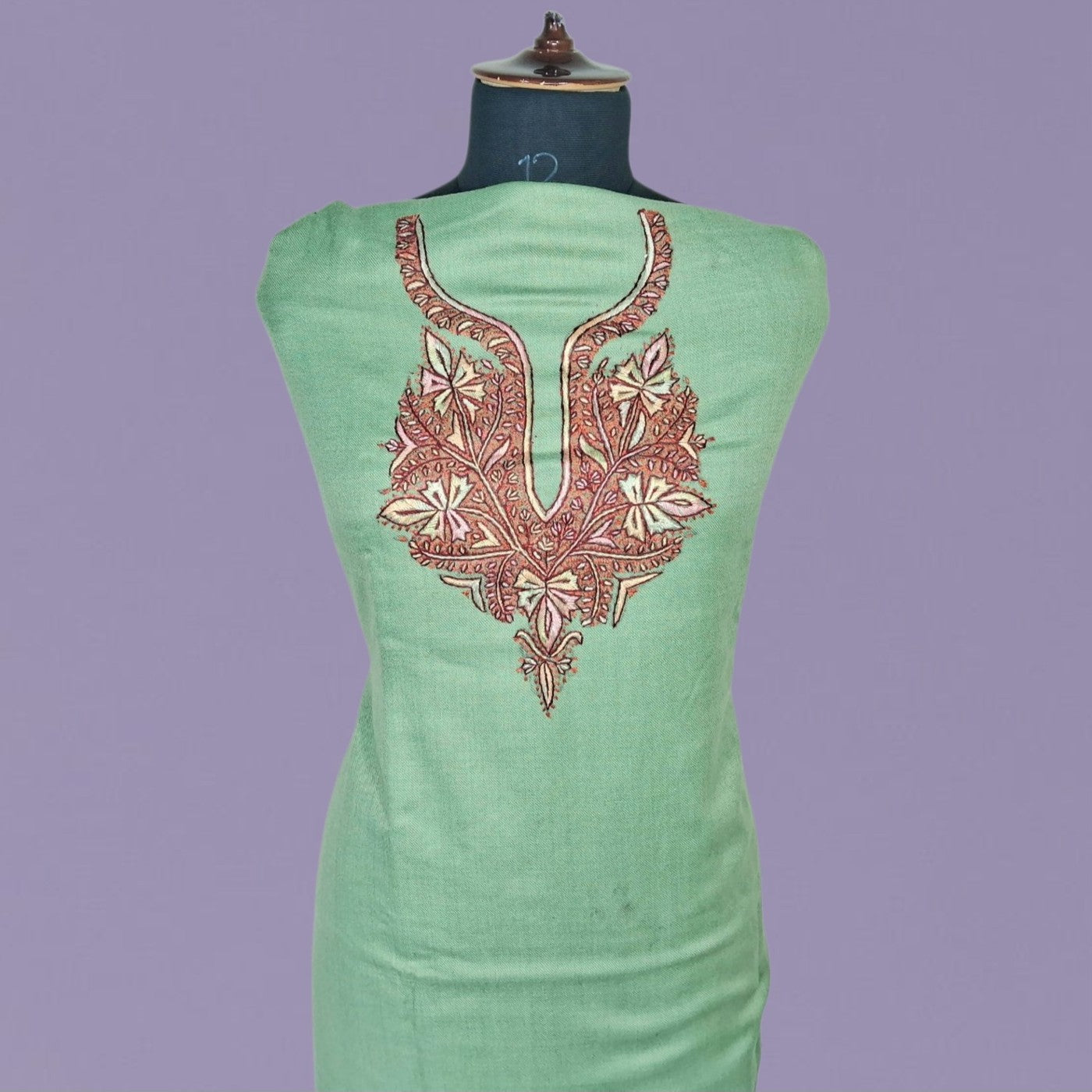 Kashmiri Sozni Work Suit | Woollen Suit | Unstitched Suit