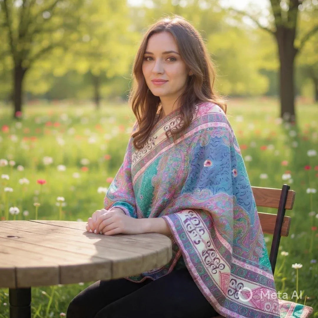 Kashmiri Wool  Shawl | Multi-Colour | Handwork