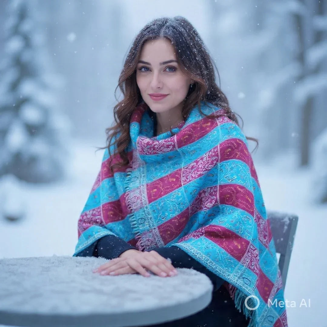 Needle Work Shawl | Woolen Shawl | Multicolor