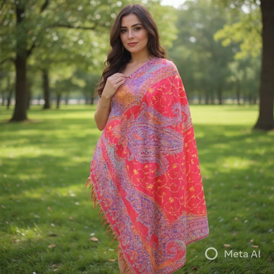 Needle Work Shawl | Woolen Shawl | Multicolour