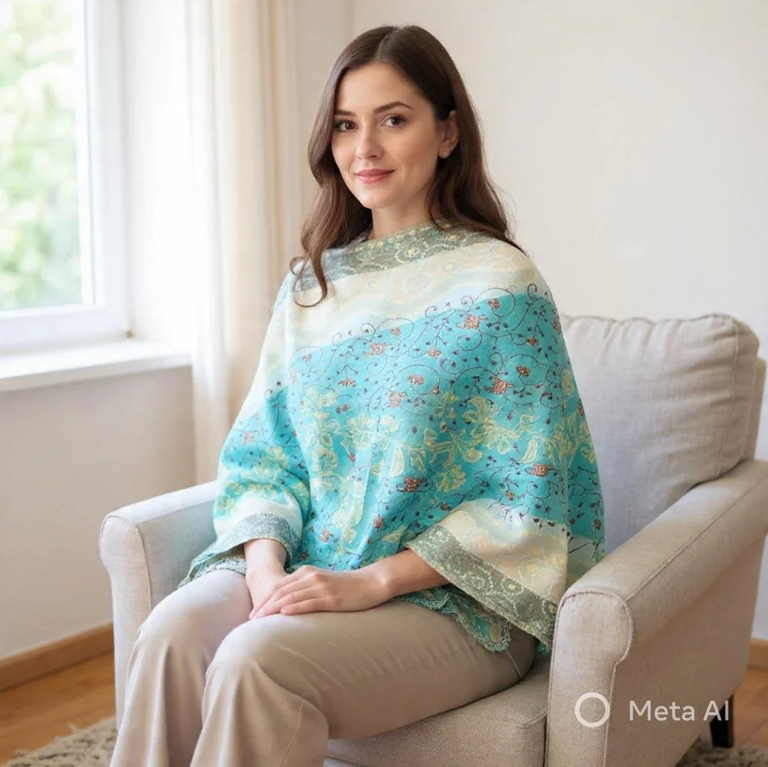 Needle Work Shawl | Woolen Shawl | Multicolor