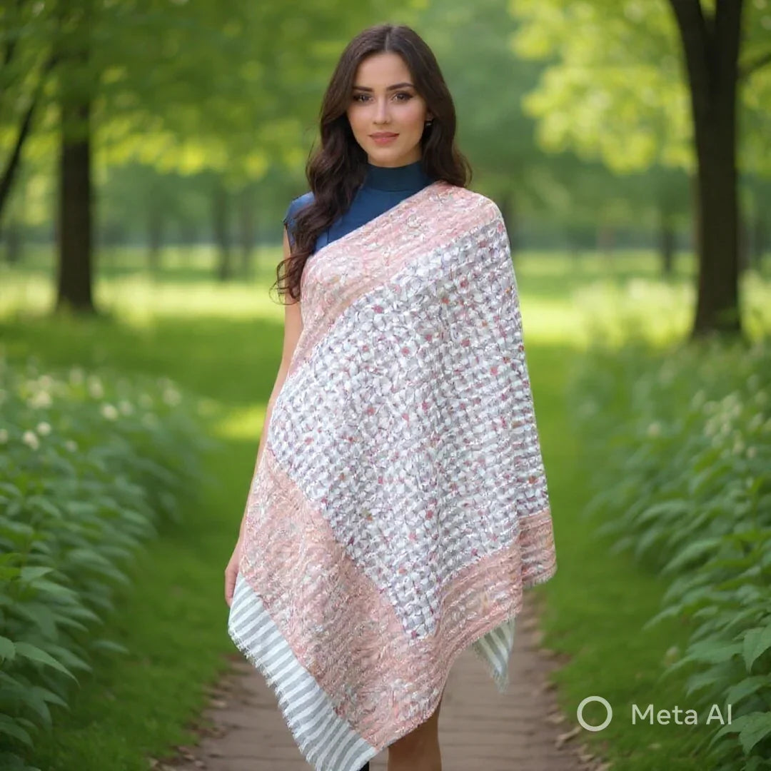 Needle Work Shawl | Woolen Shawl | Multicolor