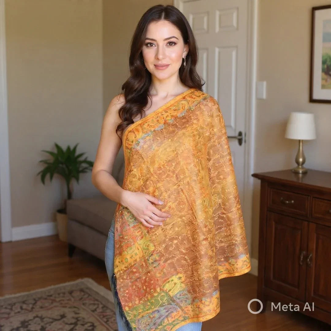 Needle Work Shawl | Woolen Shawl | Multicolor