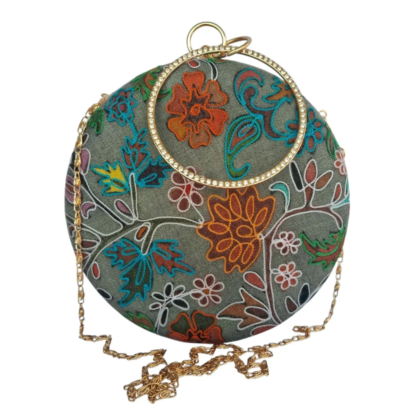Embroidered Round Clutch | Matka Clutch For Women | Party Bridal  Clutch